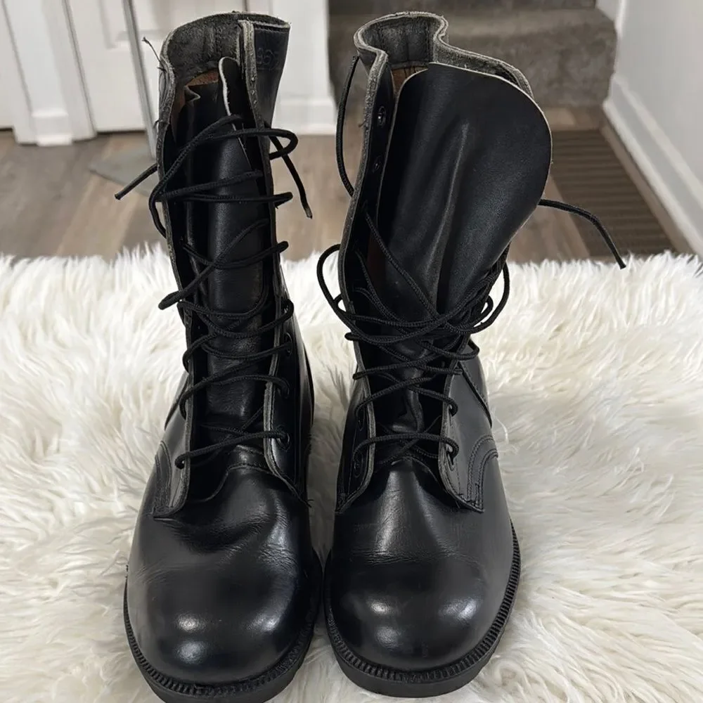 Bata Mens Black Lace-Up Boots Size 7W